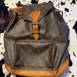 Louis Vuitton Monogram Canvas and Tan Leather Backpack
